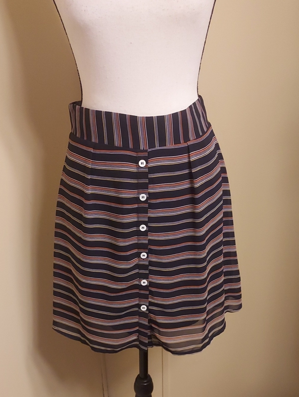 Skylar + Madison Navy Striped A-Line Skirt